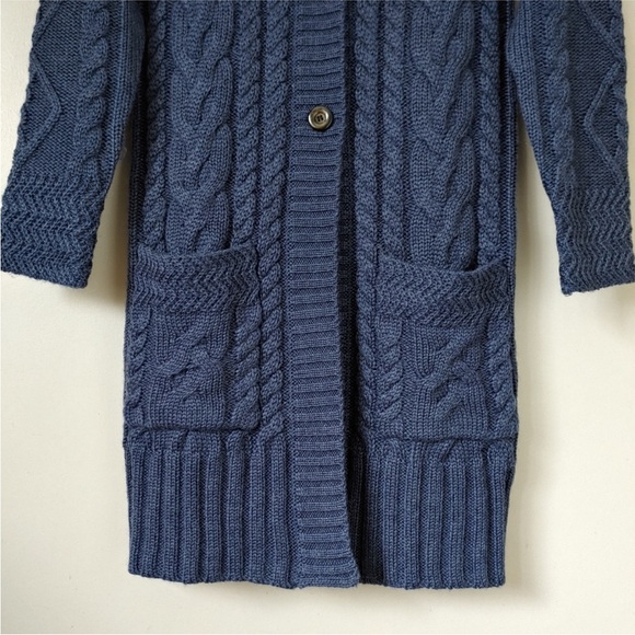 Long Aran cardigan — blue — size S - Picture 12 of 15